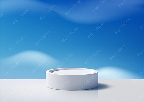 Download White Podium Blue Sky with Soft Clouds - Premium Resources