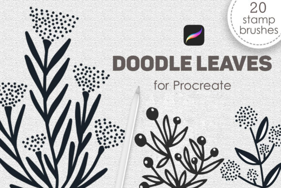 Download Doodle Leaves Procreate Stamp Brushes - Leaves Collection
