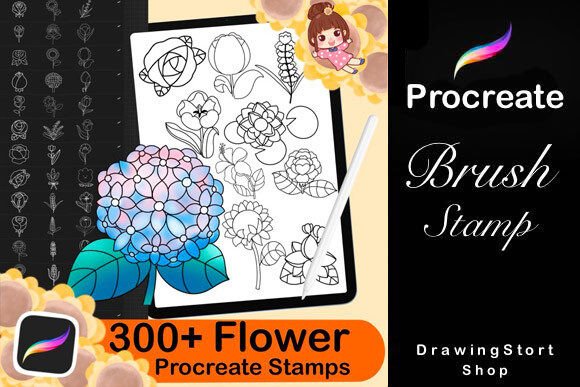 Download 300 Procreate Flower &amp; Leaves Stamps - Leaves Collection