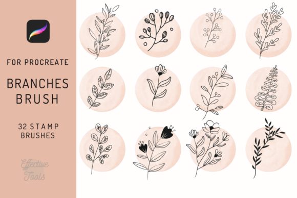Download 32 Leaves and Branches Procreate Brushes - Leaves Collection